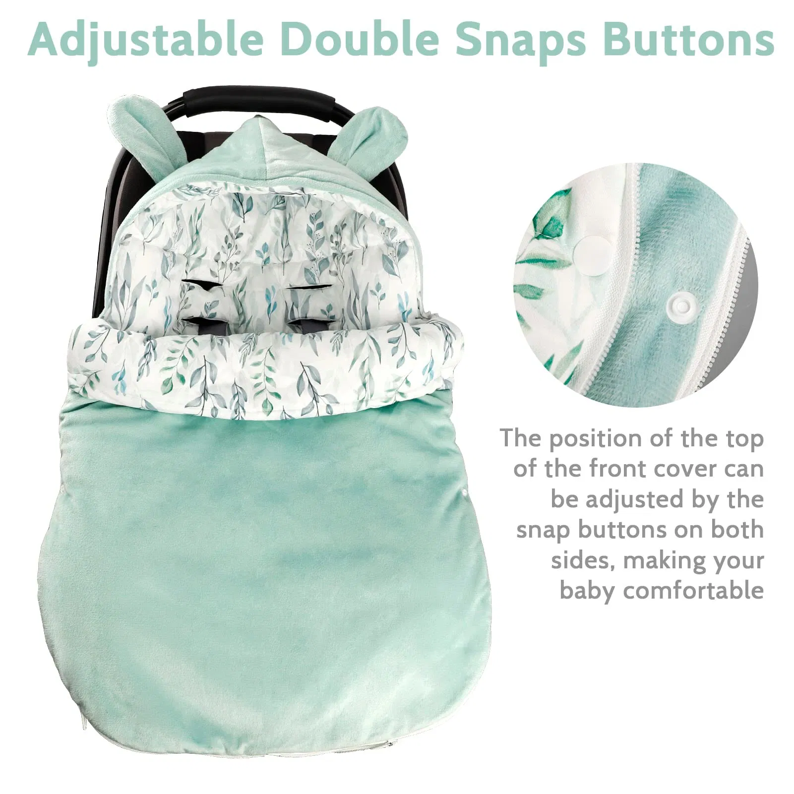 Durable Infant Car Seat Cover Designed with 3 Harness Slots Bunting Bag