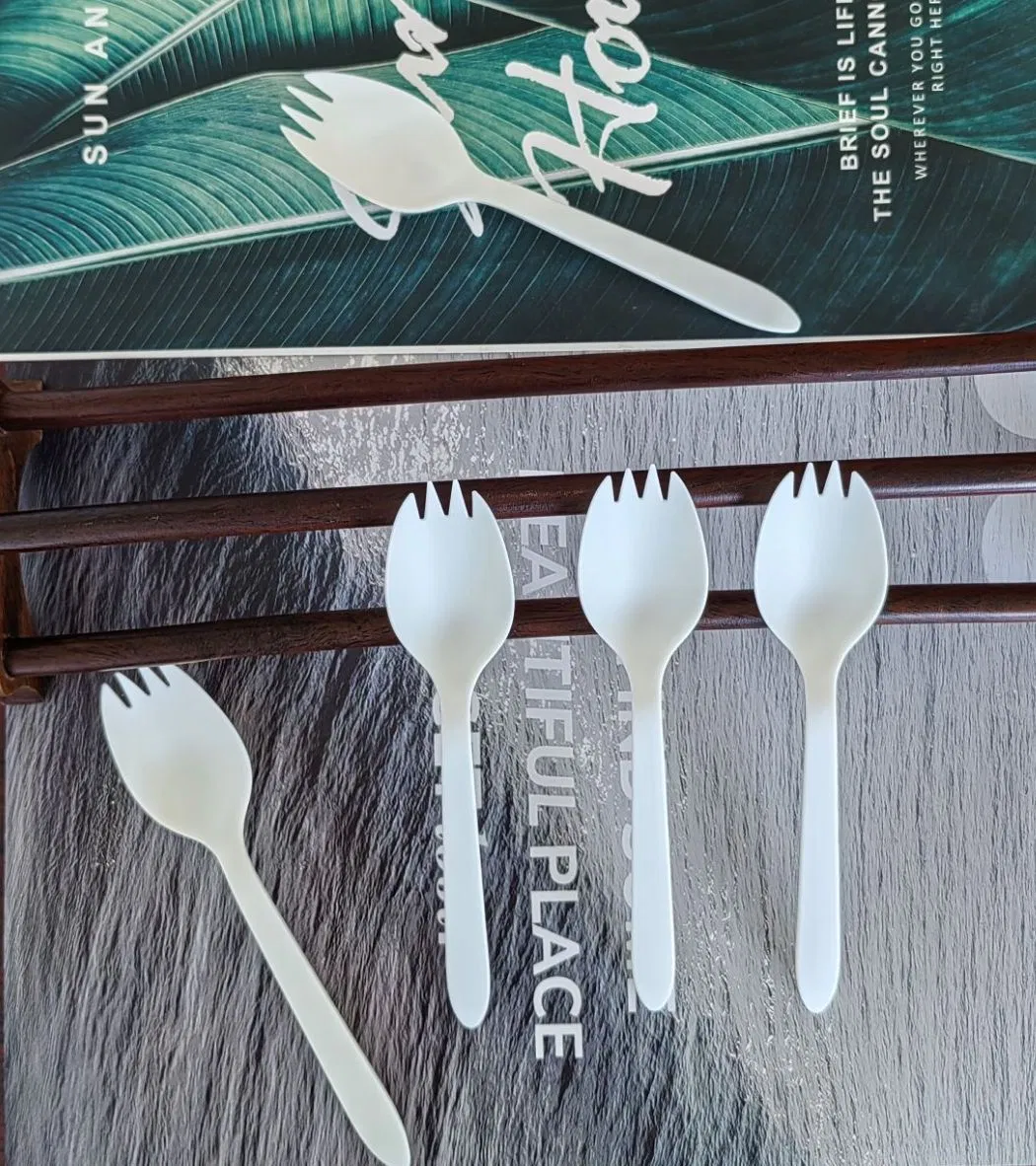 100% Biodegradable and Compostable Disposable Cutlery 6" Spork Forks Spoons Knives Cutlery