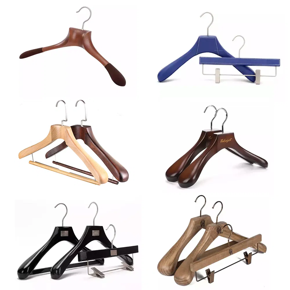 High-End Wooden Clothes Hangers of Quality Wood with Wide Shoulders for Coats/Suits Display; Good for Luxury Garment, Top Grade Luxurious Clothing Stores