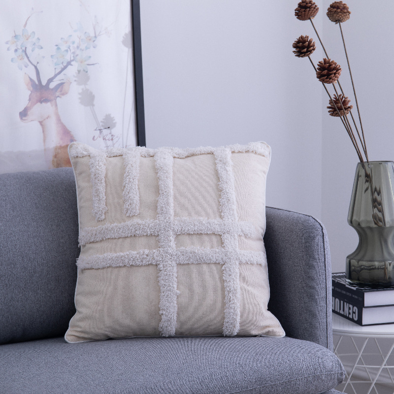 Boho Moroccan Nordic Bohemian Luxury Tufted Linen Cushion Covers 45X45 Cm Throw Pillow Cover with Tassel for Home Decor Sofa
