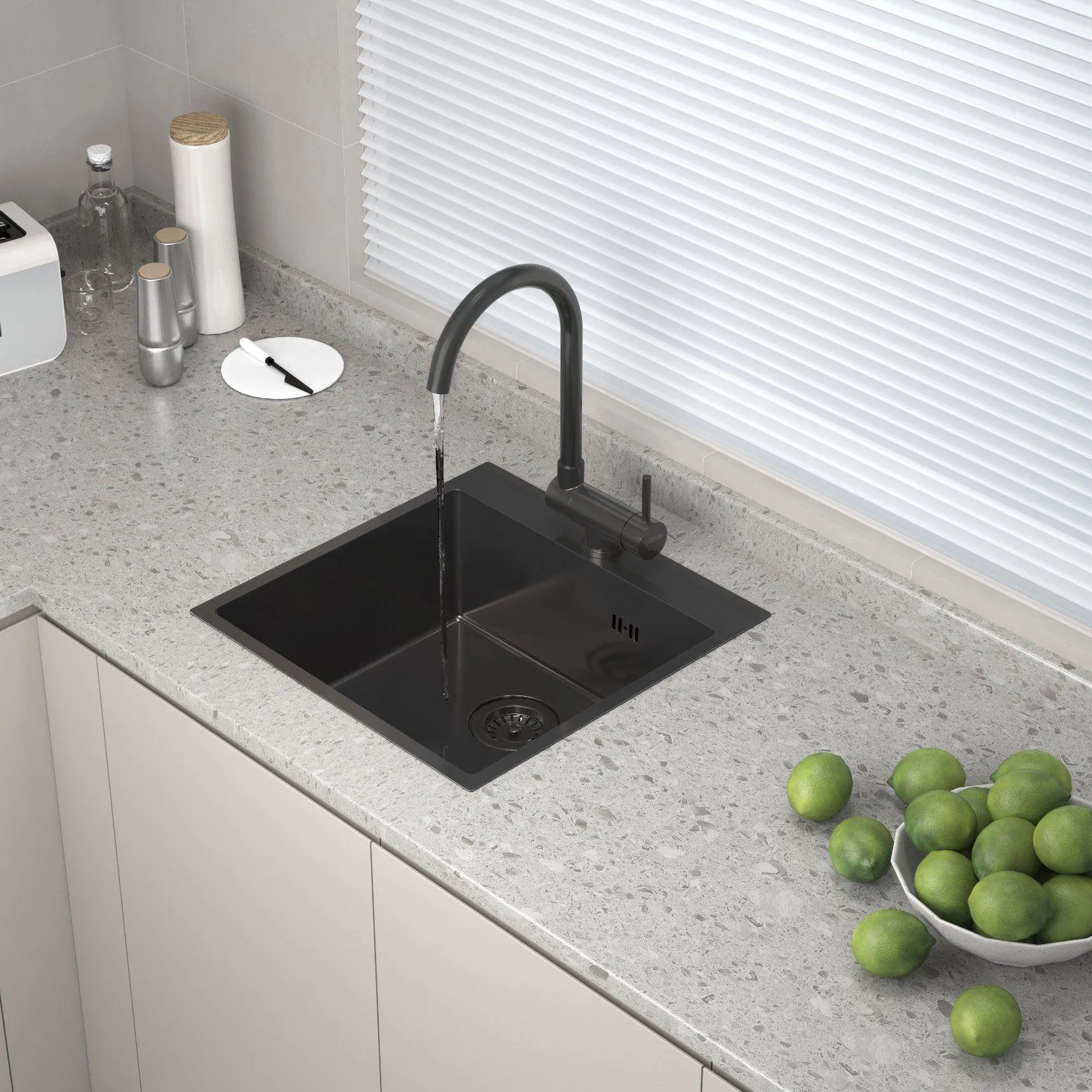 PVD Nano Black Topmount Stainless Steel Single Bowl Small Kitchen Sink