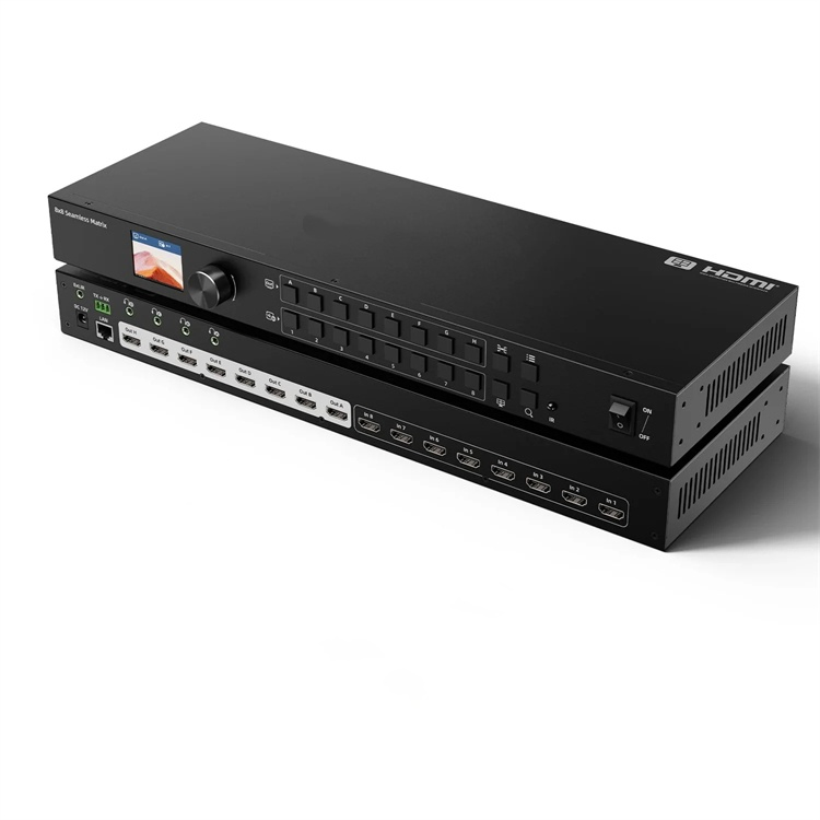Custom 8X8 HDMI Seamless Matrix Switch 1080P 60Hz with Quad View LCD Audio Splitter