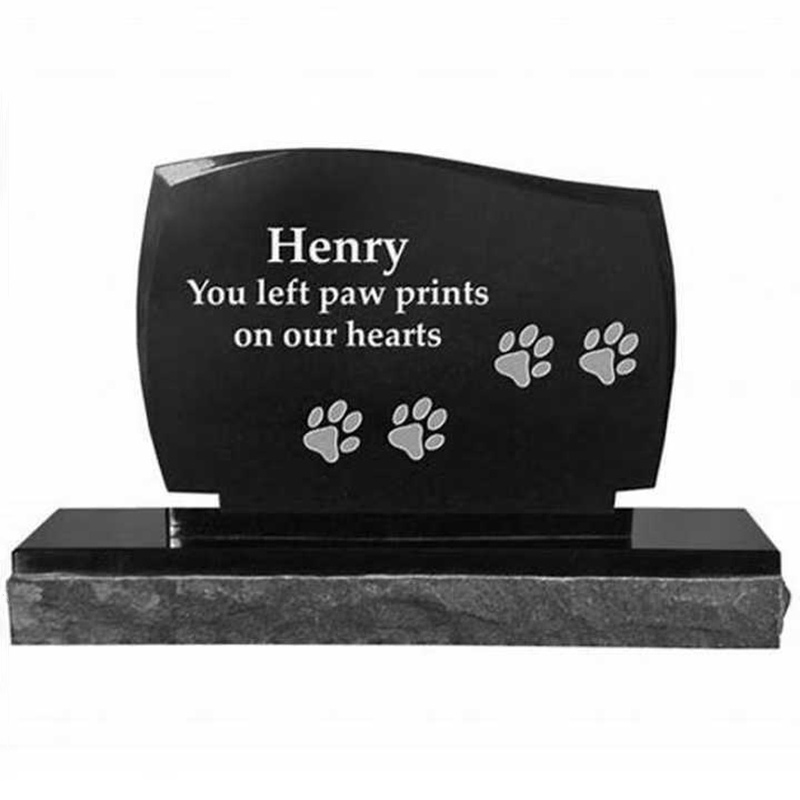 Laser Etching Cat Dog Headstone Pet Monuments Black Granite Headstone