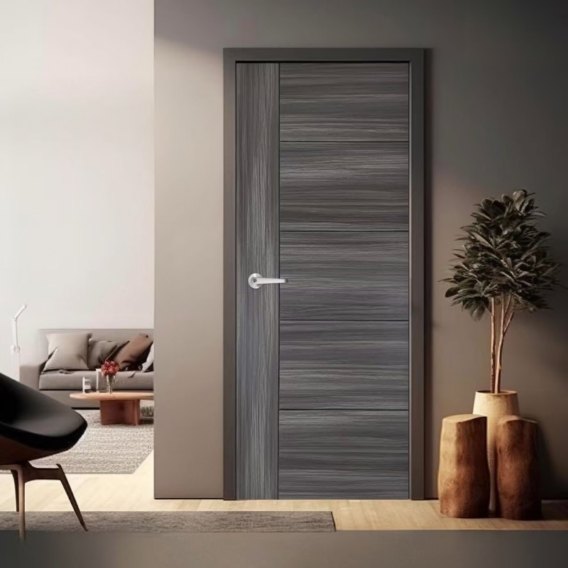 Wooden Door with Full Height Raised Panel Design and Matte Lacquer Finish for Elegant Interior Spaces
