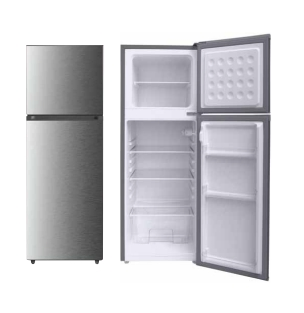138L Double Door Refrigerator, Compact Fridge with Freezer Compartment