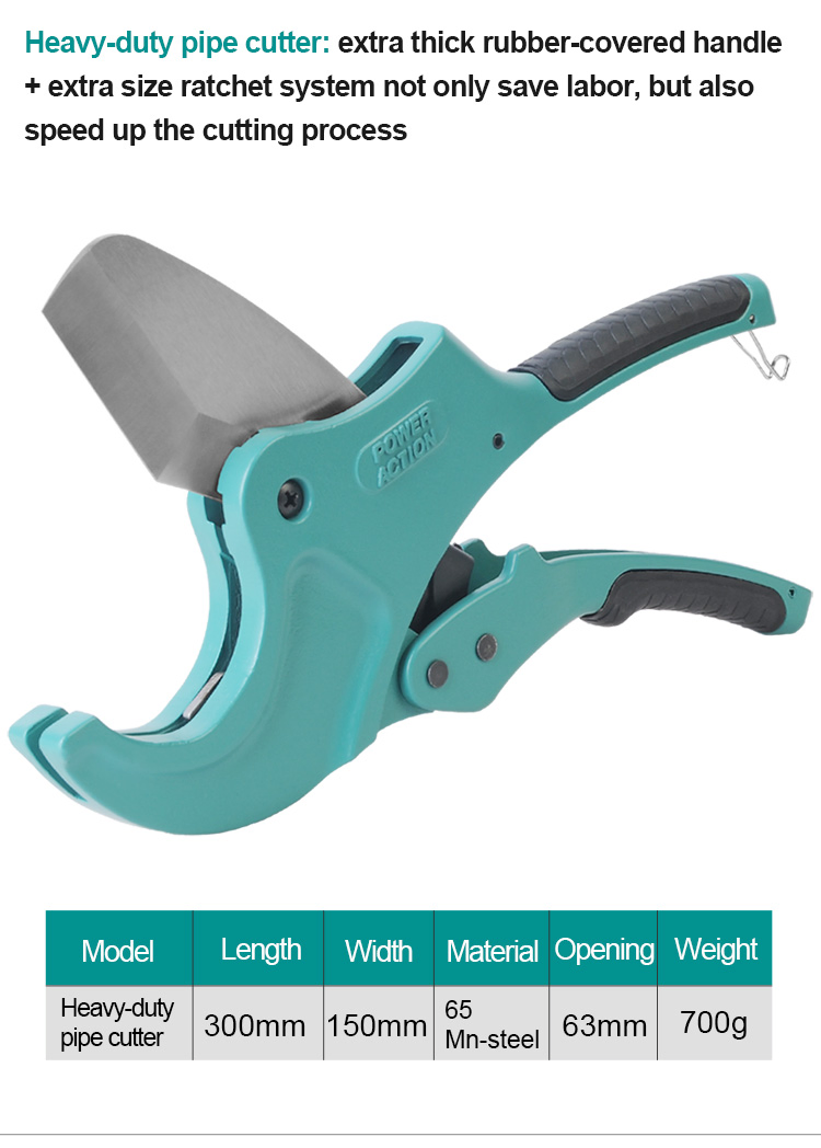 Power Action Hand Tools Portable PVC PP PE Plastic Pipe Tube Cutter
