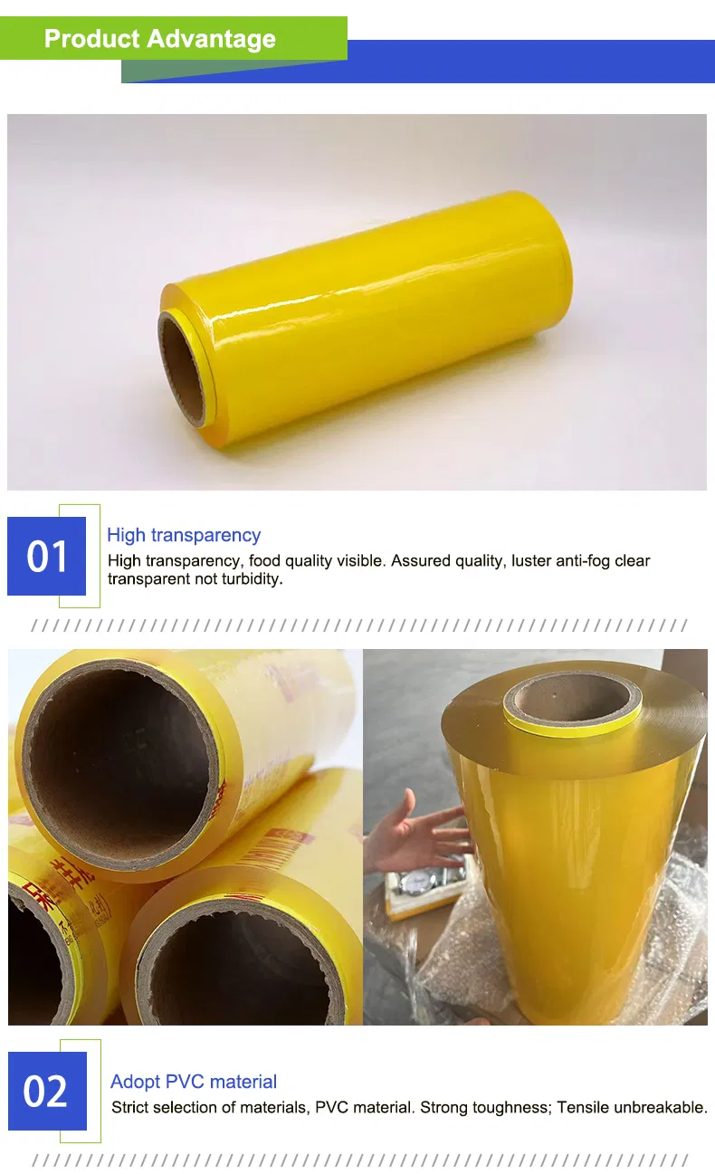Transparent Waterproof Fresh-Keeping Food Packaging Grade PVC Stretch Food Film