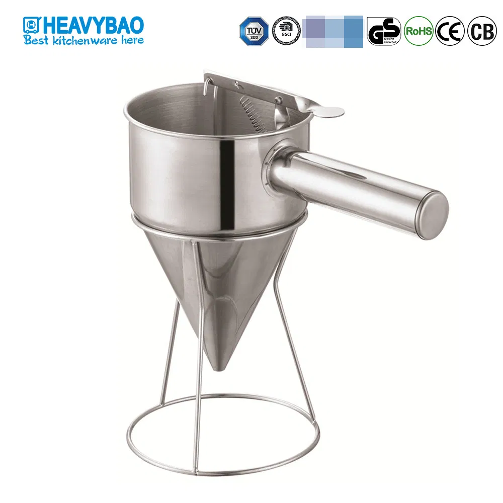 Heavybao Stainless Steel Cone Cake Batter Dispenser Cooking Tools Pour Funnel