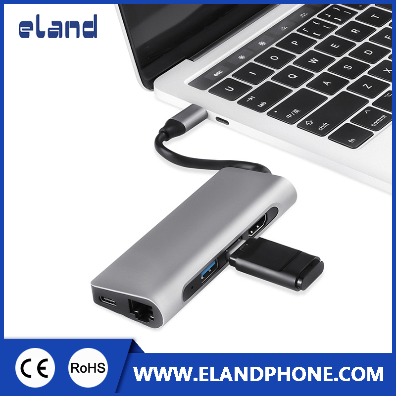 7 in 1USB-C Dock with Pd/USB/HDMI/SD/TF/RJ45 Adapter