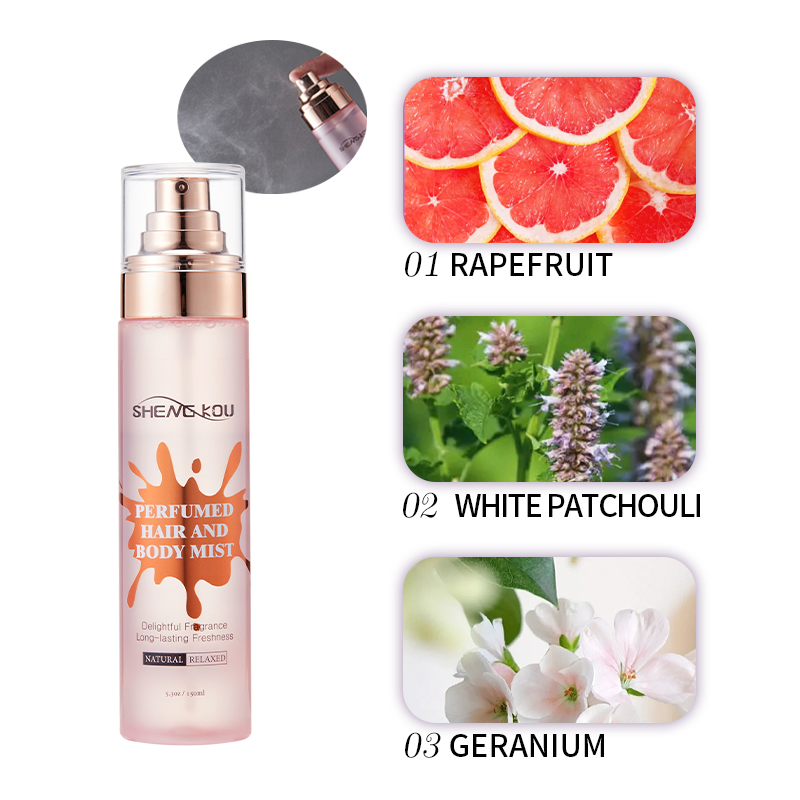 Custom Private Label 100% Vegan Delightful Fragrance Hair Body Spray No Irritant Hair Perfume Mist