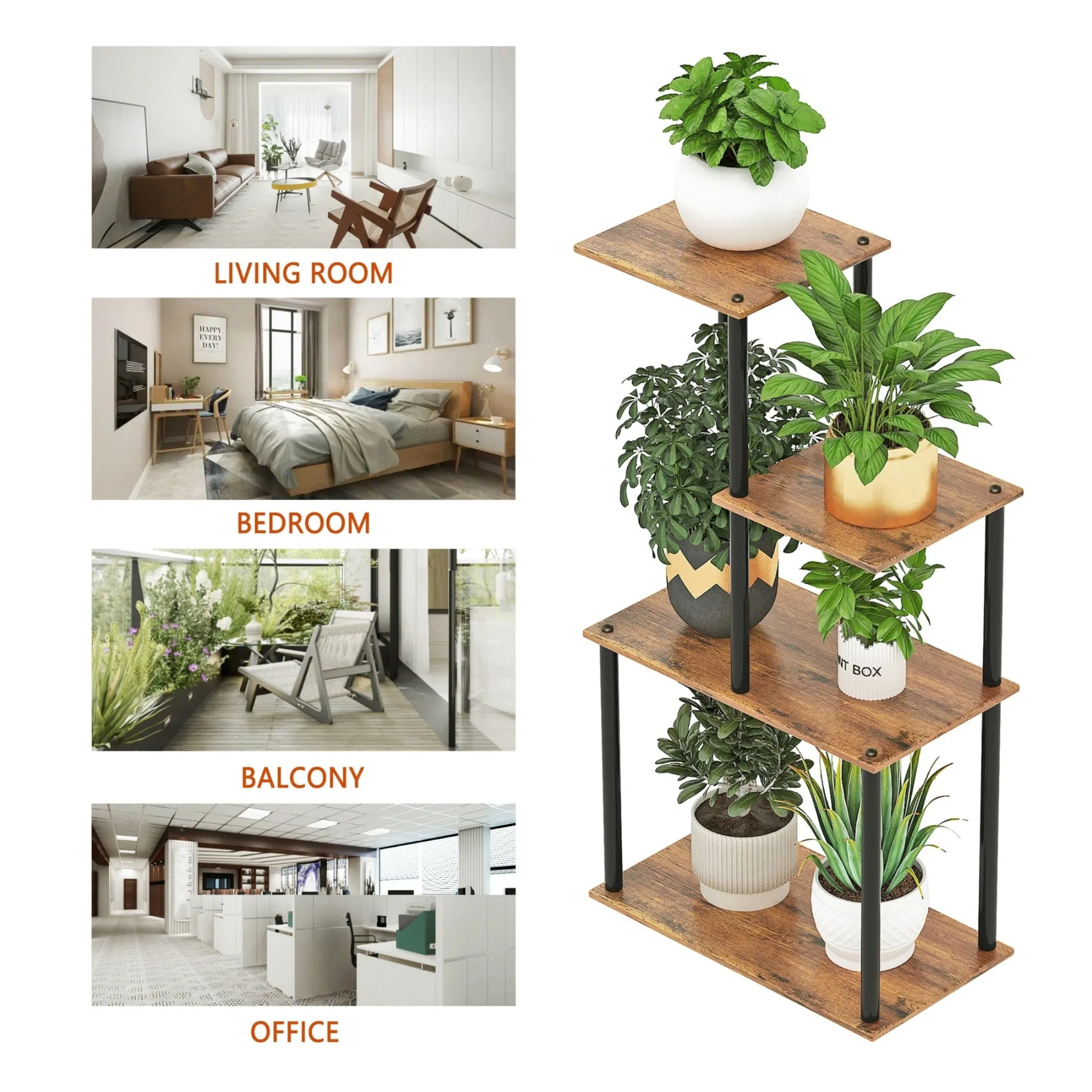 Storage Rack Easy to Install Storage Shelf Multi-Layer Vertical Flower Stand