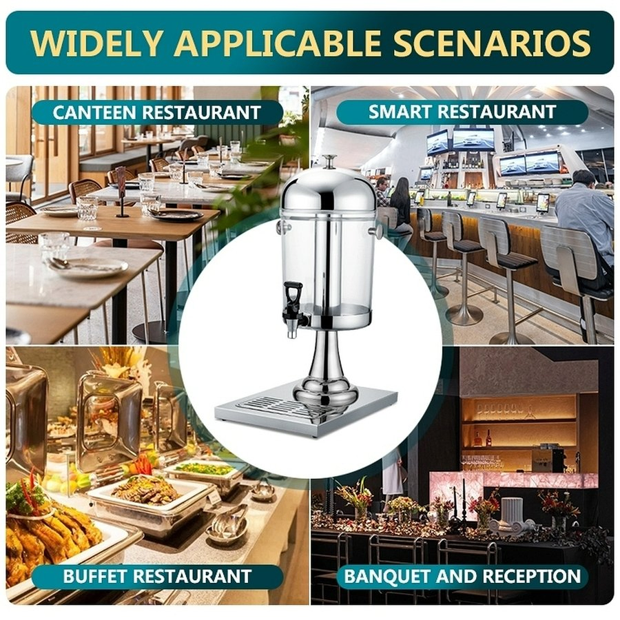 Heavy-Duty 8L Single-Head Stainless Steel Hotel Coffee Milk Juice Dispenser