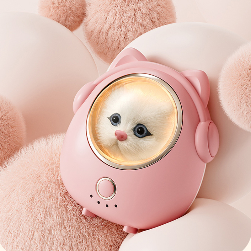 New Portable Rechargeable Explosion-Proof Mini Cartoon Cat Charging Treasure 2-in-1 Hand Warmer