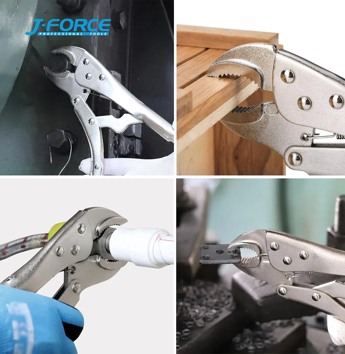 Набор струбцин J-Force 4 шт, сталь, никелированные