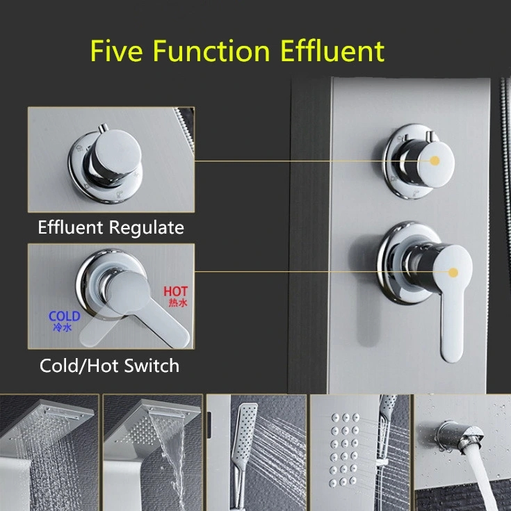 304 SUS Digital Temperature Display Screen Colorful Shower Panel