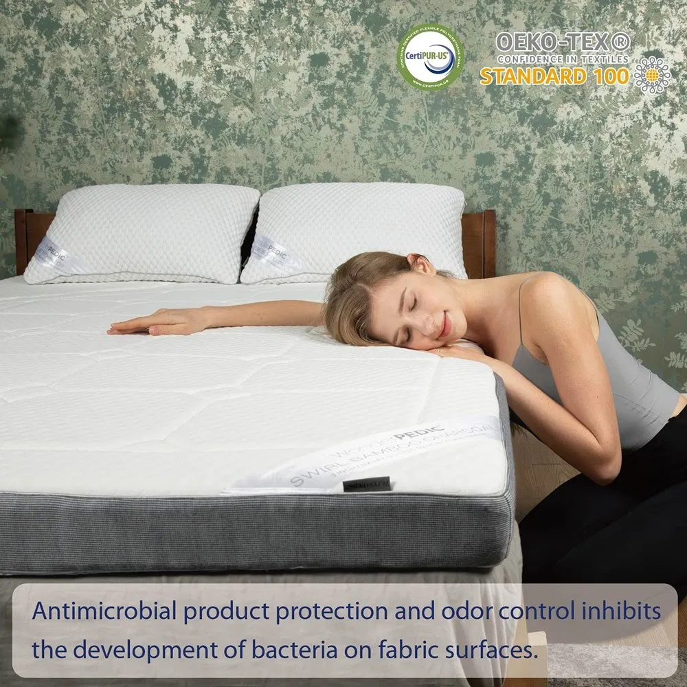 3 Inch Bamboo Charcoal Memory Foam Mattress Topper with Waterproof Removable Cover, Customized Size