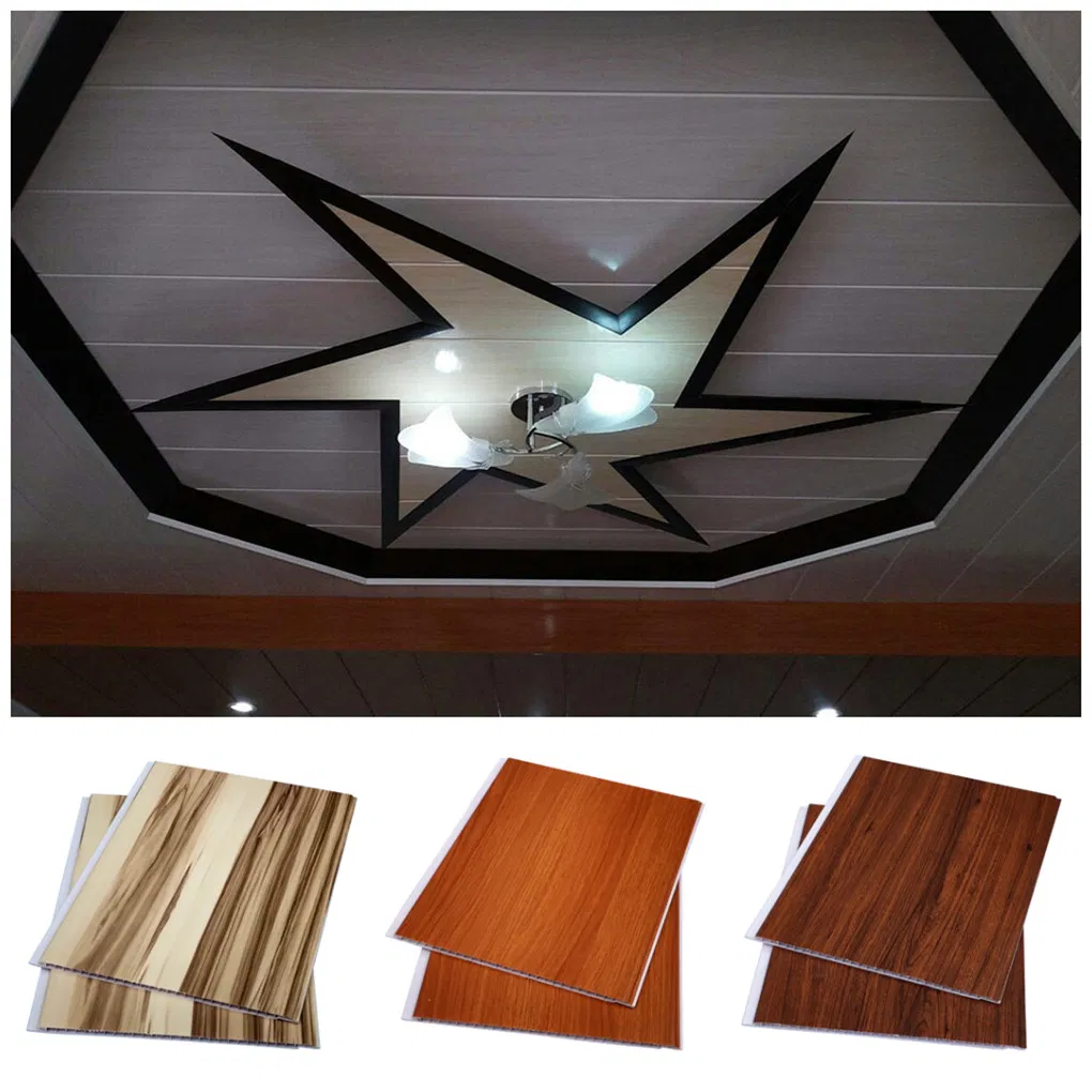 Wood Grain Plastic Tongue and Groove Wall Panels PVC Laminated Roof Ceiling Tiles