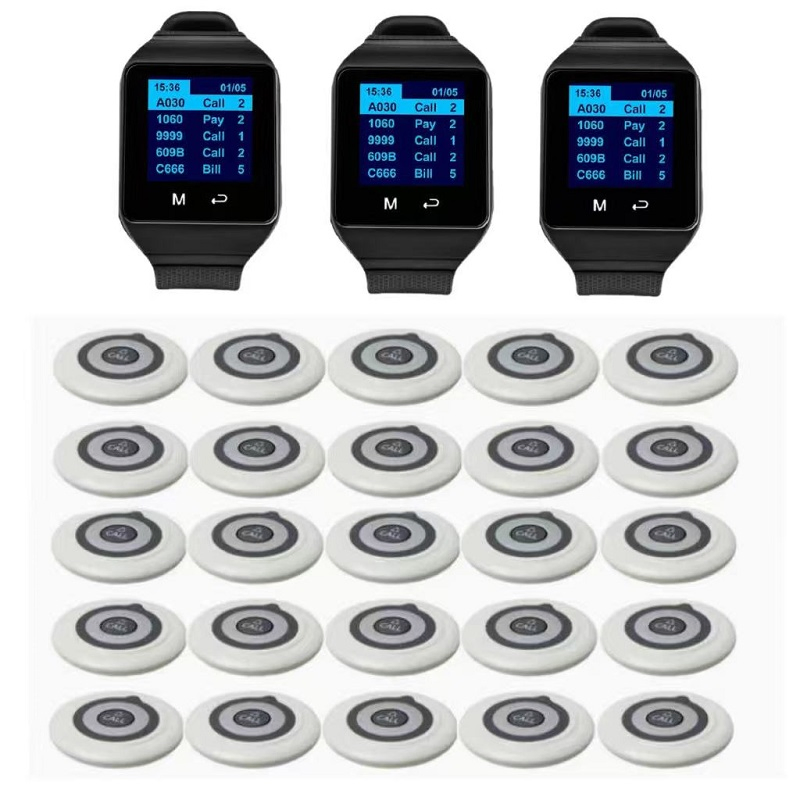 Ctt19 Wireless Restaurant Pager System 3 Watch Receivers 25 Call Buttons