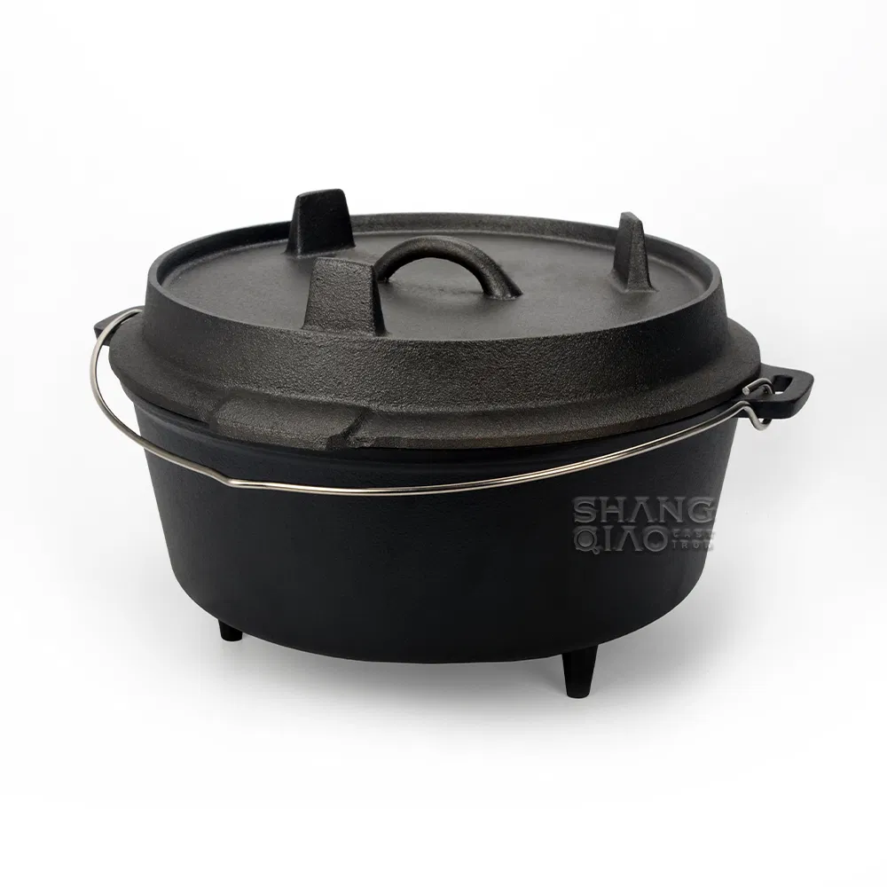 Чугунный казан для кемпинга с крышкой и логотипом