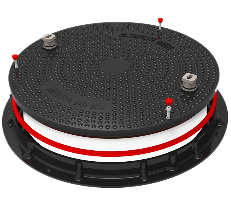 High Quality SMC Composite Round Waterproof Manhole Cover and Frame FRP GRP Fiberglass Square Watertight Manhole Cover Resin Seal Lock Inspection Manhole Cover