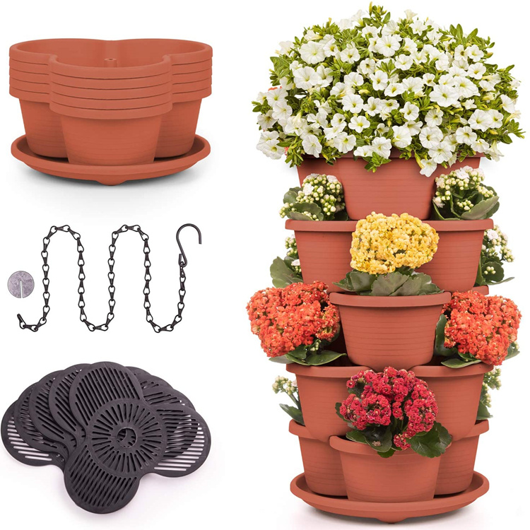 Горшок пластиковый 5 ярусов штабелируемый для цветов