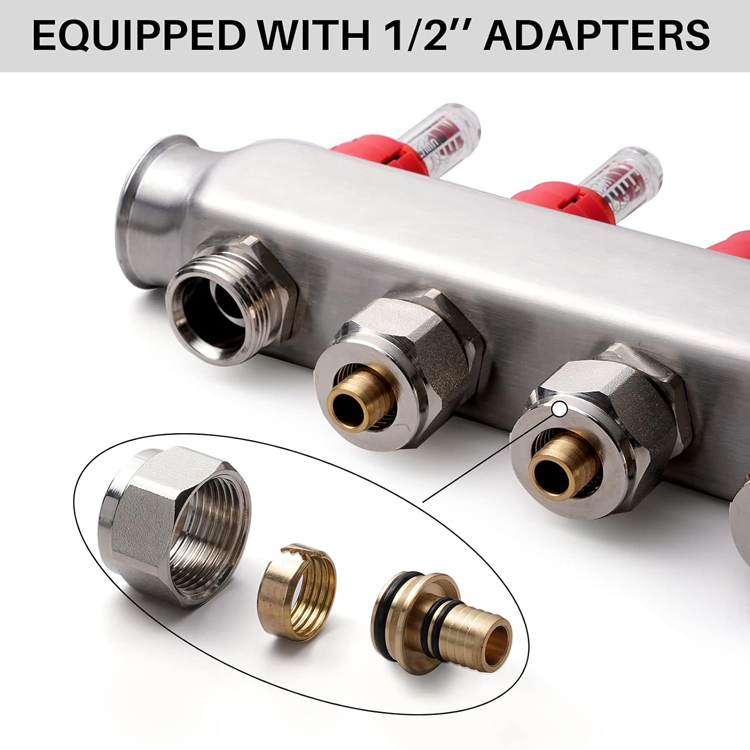 Sanipro Water Separator Distributor Mixing Valve System Pex Stainless Steel Radiant Underfloor Heating Flow Meter Manifold
