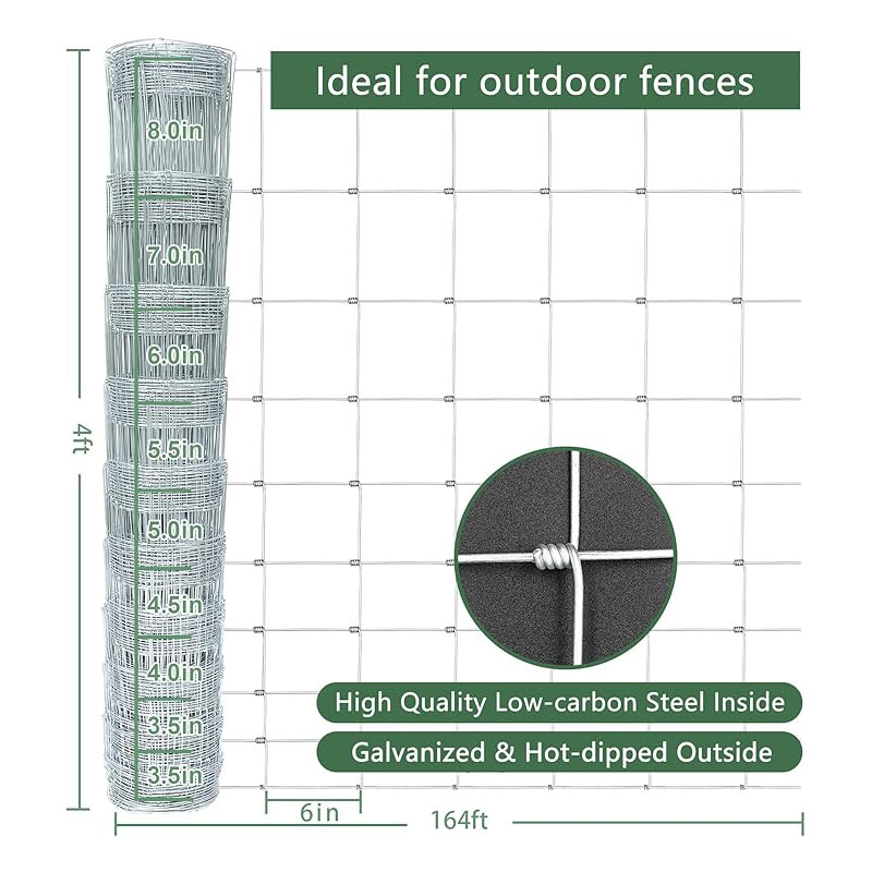 Customized 1.8m 2m High Galvanized Steel Wire Mesh Plain Weave for Cattle Farm Deer Fencing Woven Technique Cutting Included