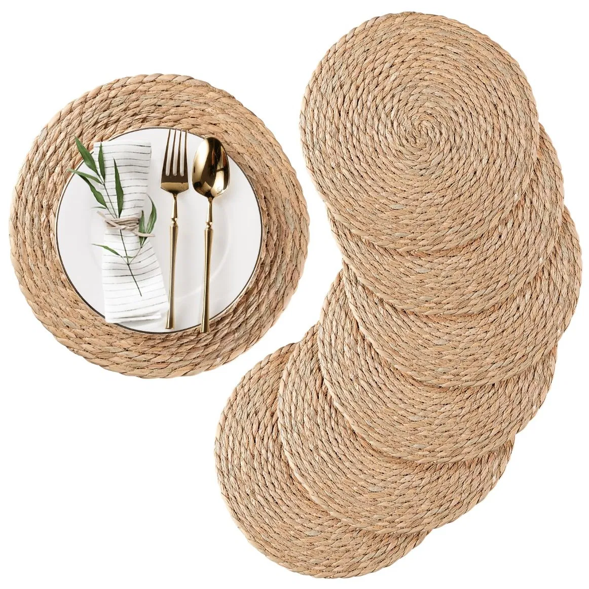 Wicker Rattan Natural Round Woven Placemats