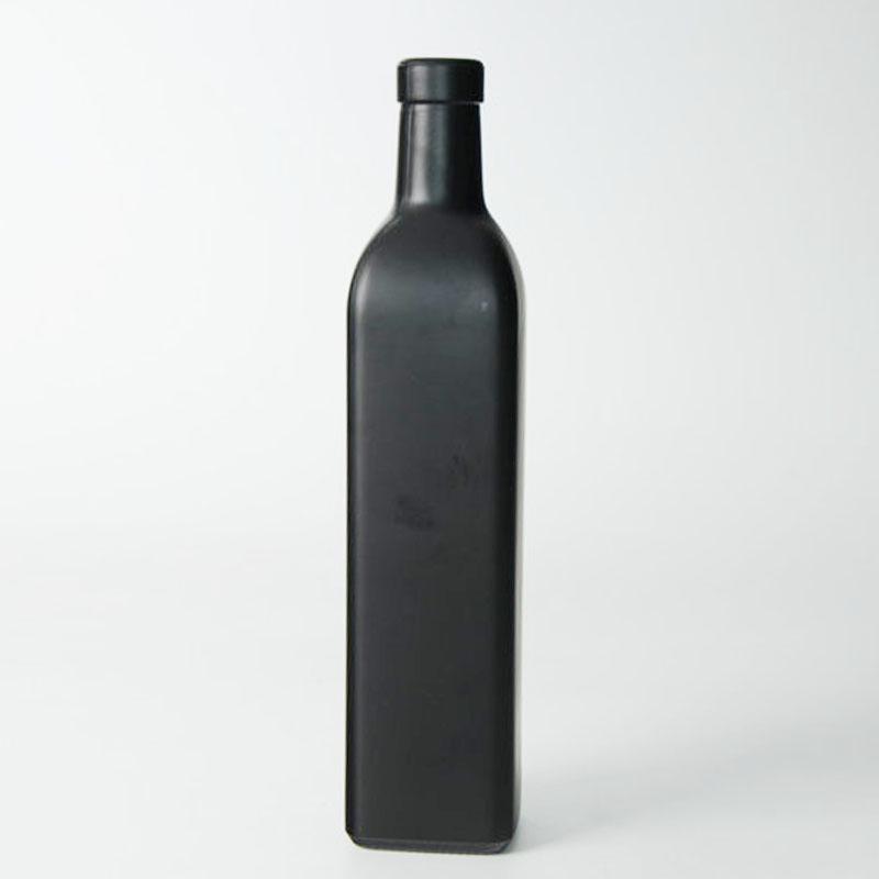 Fast Delivery 250ml 500ml 750ml 100ml Matte Black Glass Olive Oil Bottles with Metal Lid