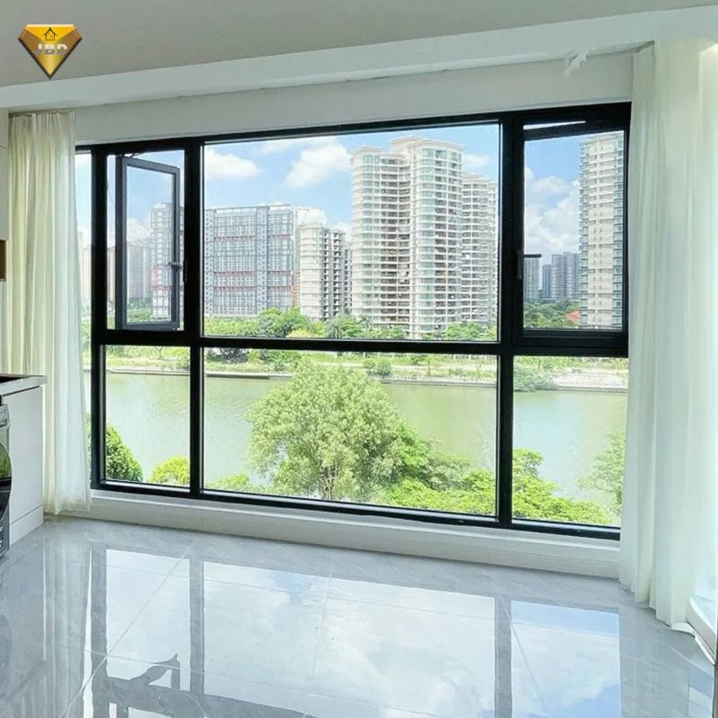 Hurricane Impact PVC Casement Window with Grille - Super Strong, White Frame for Residential Use