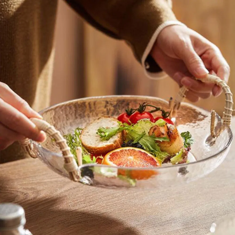 Glass Salad Plate Glass Salad Bowl Round Decorative Tray Bl27498