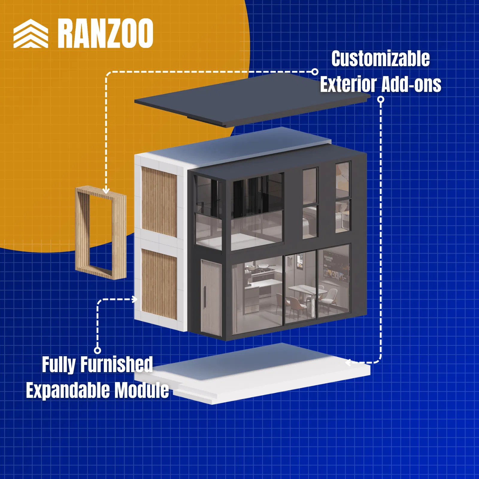 Ranzoo Eco-Friendly Prefabricated Homes with Two-Story Options and Solar Power