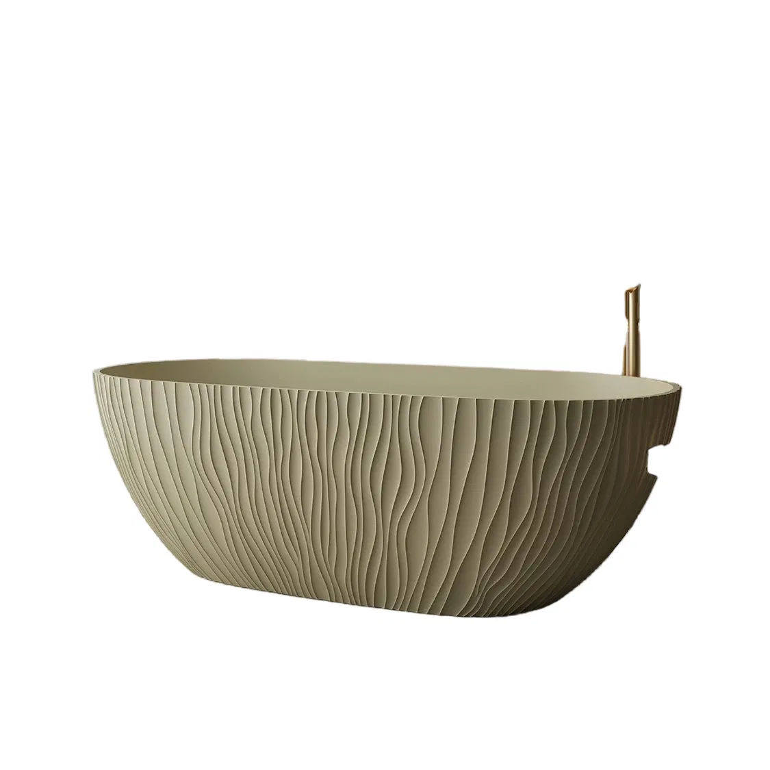 Deep Soaking Elegant Water Ripple Texture Freestanding Bathtub