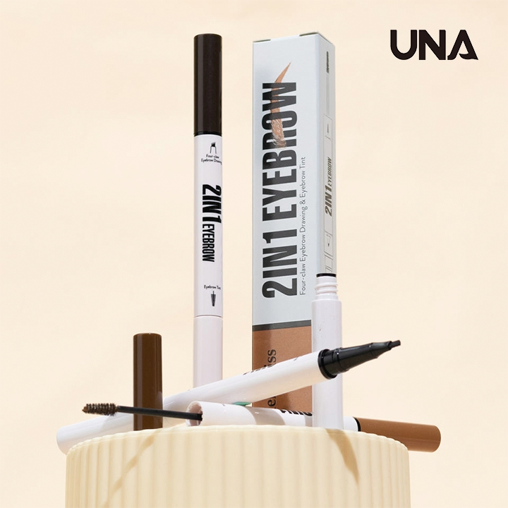 New Double Head Waterproof Long-Lasting 2 in 1 Liquid Eyebrow with Eyebrow Tint Pen