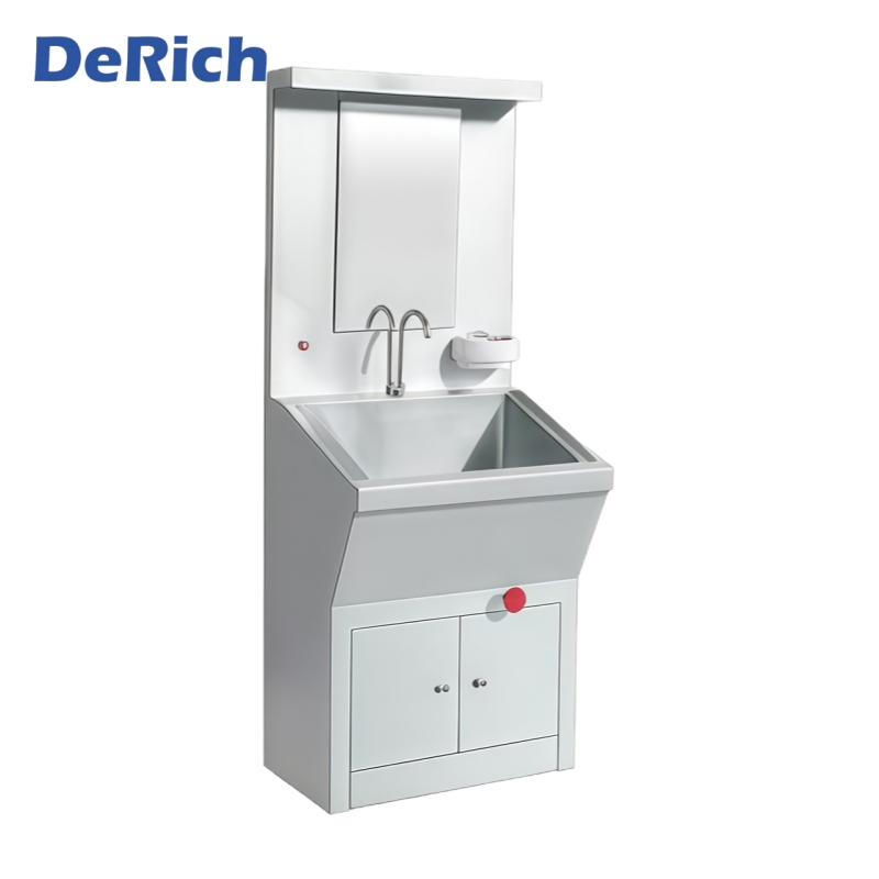 Derich China Made One-Piece Three Position Low Back Plate Automatic Induction Stainless Steel Surgical Medical Sink for Doctors