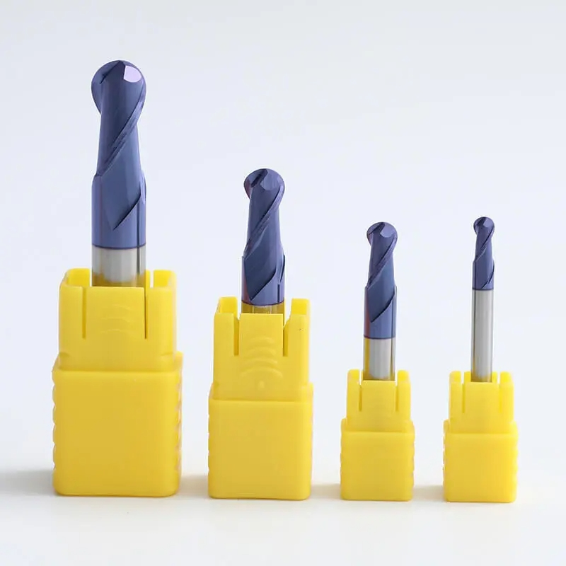 HRC45 HRC55 HRC60 HRC65 Coated Carbide Ball Nose End Mill Round Tungsten Steel Milling Cutter for High Speed CNC Router & Lathe Machines