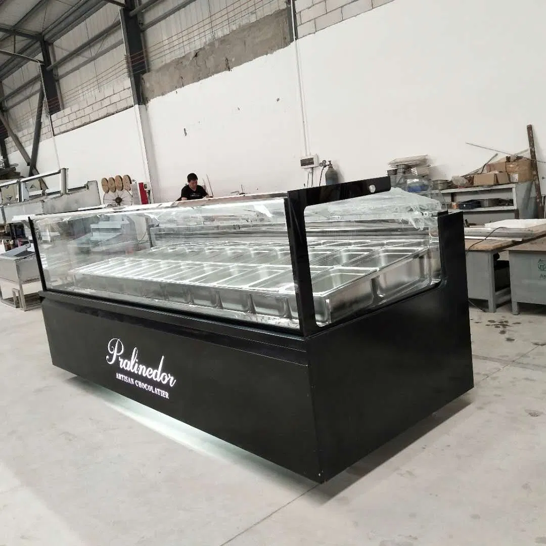 -4f Air-Cooling Design Commercial Italian Style Gelato Ice Cream Display Showcase Freezer with CE