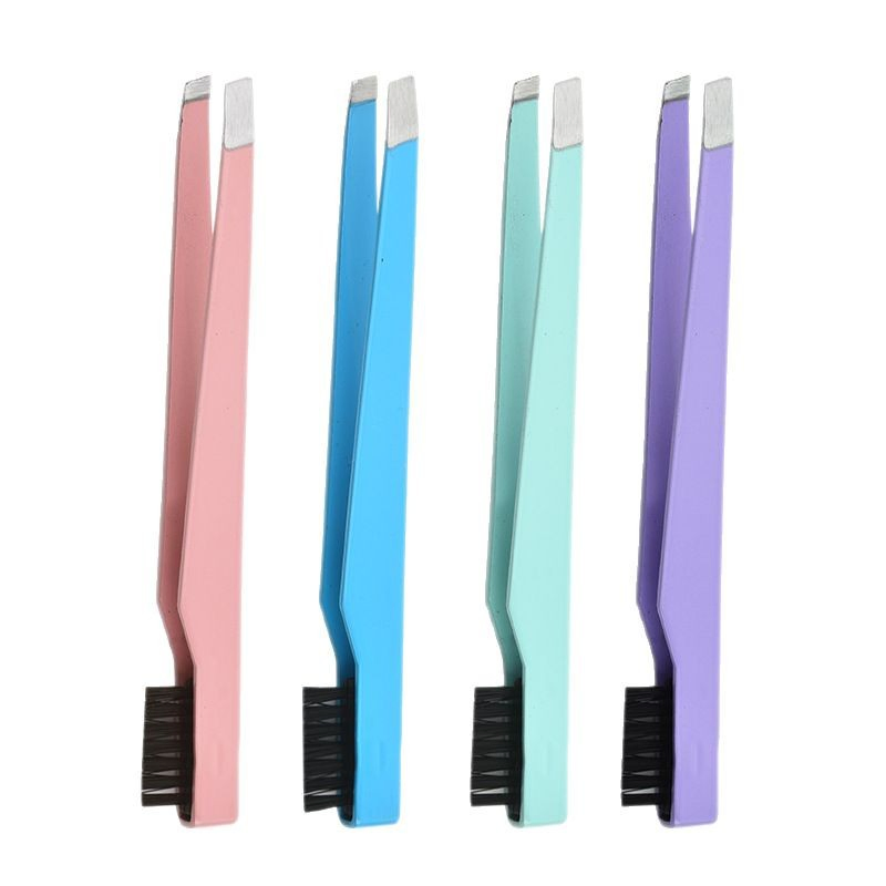 Stainless Steel Precision Makeup Grooming Hair Removal Eyelash Eyebrow Tweezers with Comb