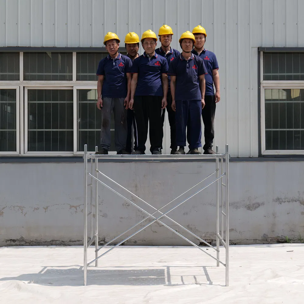 Pre Galvanized Steel Tubular Scaffold Cross Brace Ladder H Type Frame Building Scaffolding for Construction