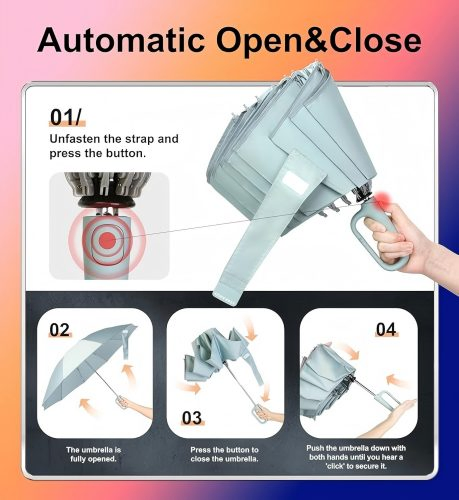 Portable Reverse Folding Umbrella with UV Protection and 10 Ribs Easy Carried