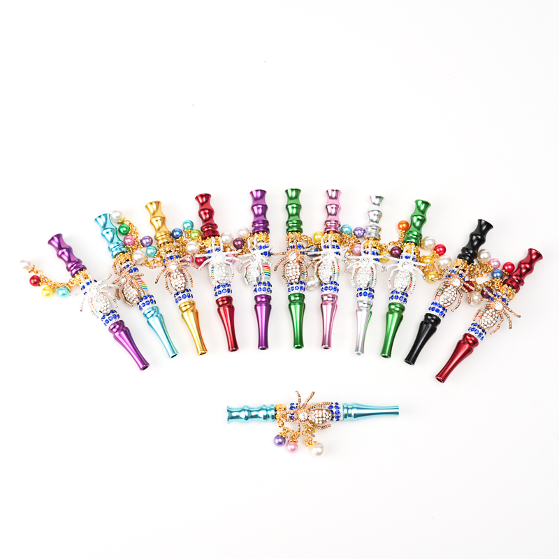 Handheld Metal Various Exquisite Insect Sculpture Pendant Smoking Pipes Hookah Mouth Tip Pipes