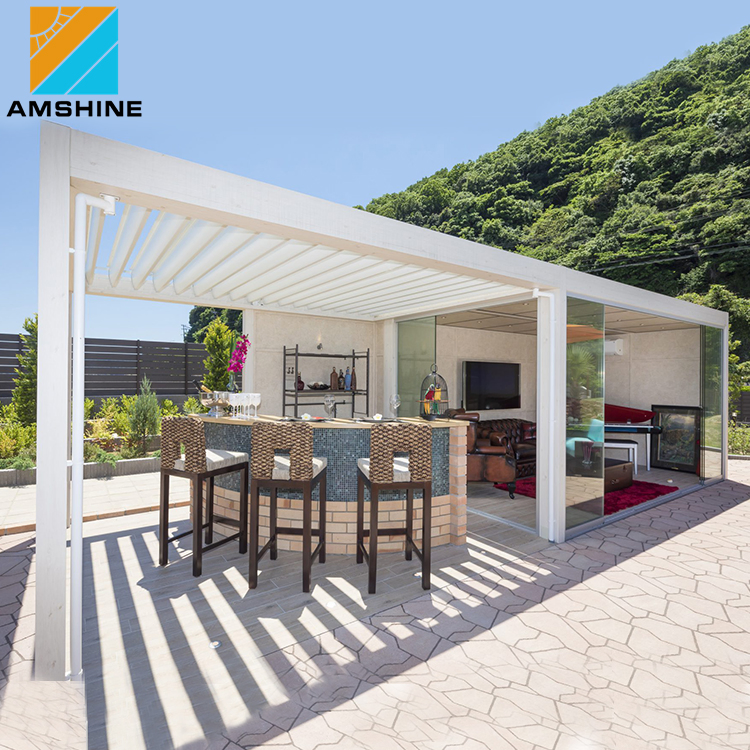 Luxury Aluminium Sun Roof Outdoor Prefabricated House Balcony Louvered Patio Cover Canopy Roof Pergola