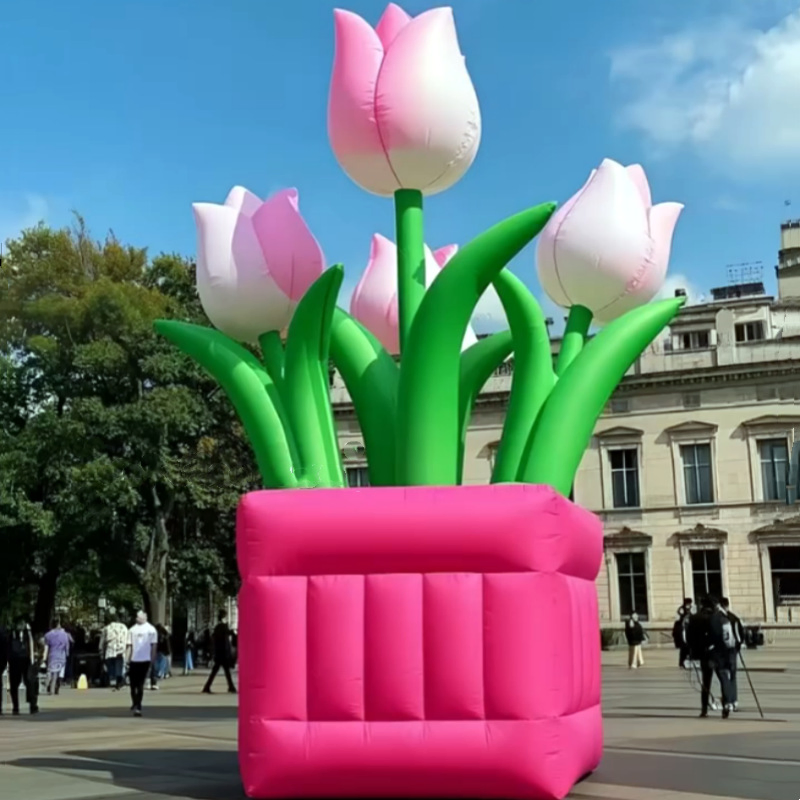 Colorful Inflatable Flower Planters for Unique Garden Decor