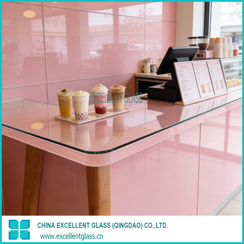Custom Painted Tempered Glass Tabletop for Cafe Bar Excellent Glass