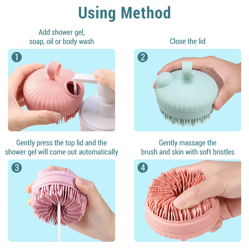 BPA-Free Reusable Silicone Soft Gentle Exfoliating & Lather Well Bath Brush Body Scrubber Fit for Sensitive and All Kinds of Skin, Clean Sanitary, Rapid Foaming
