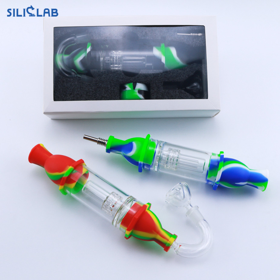 Gift Box Glass Water Pipe Set 6in1 Nectar Collector DAB Rig Travel Kit Glass Oil Burner Smoking Bubbler Pipes