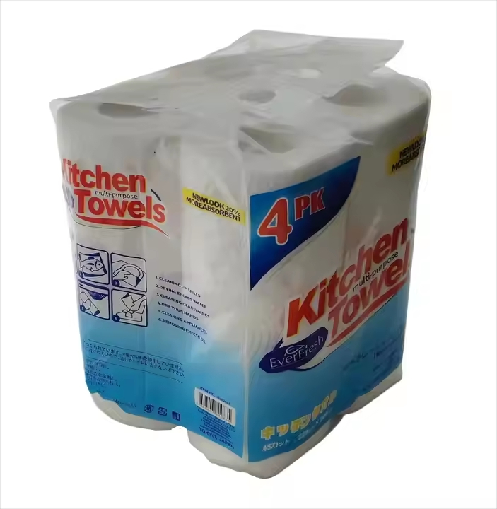 Wholesale 2-Ply Pure White 100% Virgin Wood Pulp Kitchen Towel Paper