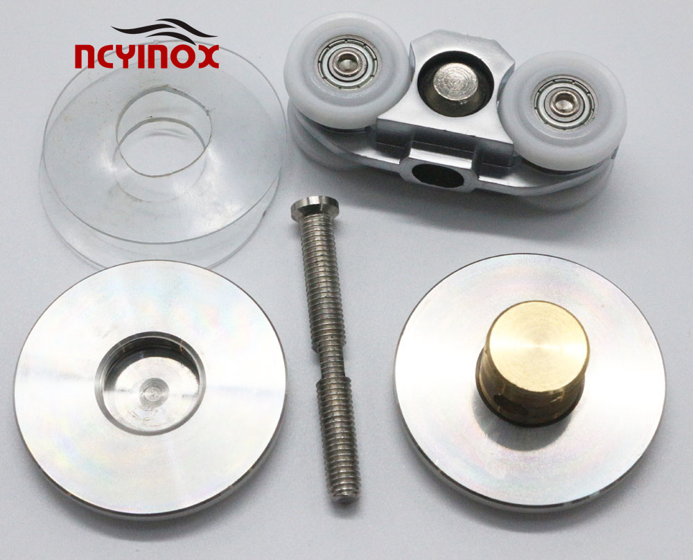 Stainless Steel Sliding Square Glass Fitting Door Roll Hanging Wheel