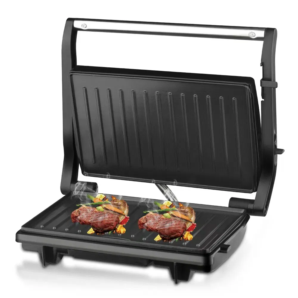 Compact Panini Press Grill Non-Stick Plates for Gourmet Sandwiches with Adjustable Temperature Control