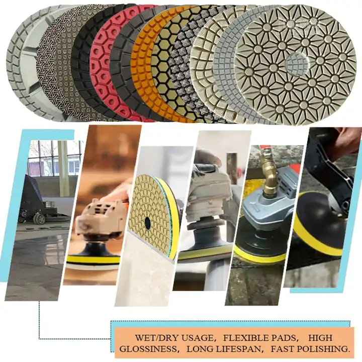 80-180mm Resin Bond Wet or Dry Diamond Polishing Pads for Marble Granite Stone Quartz Concrete Rock
